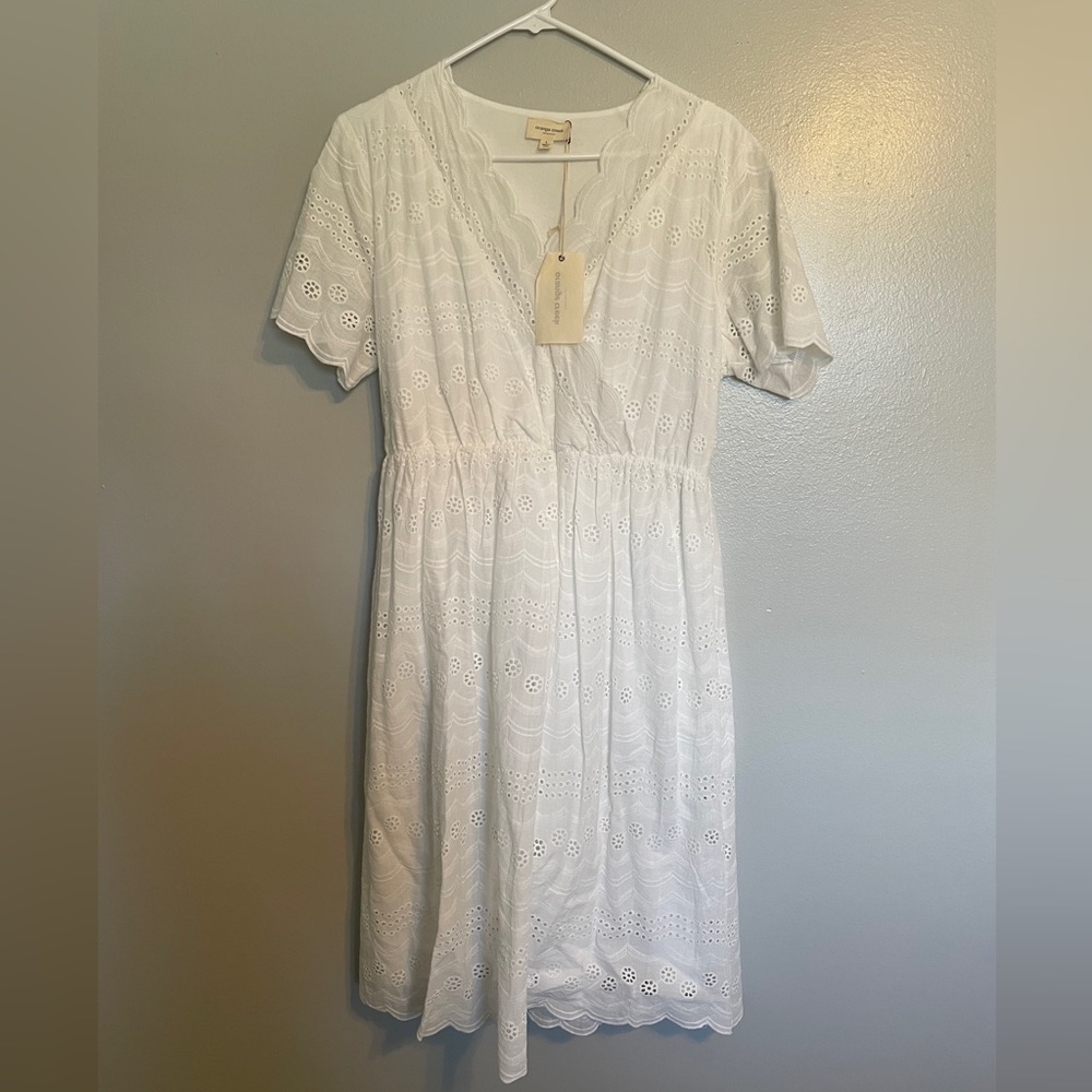 White dress with scallop neckline